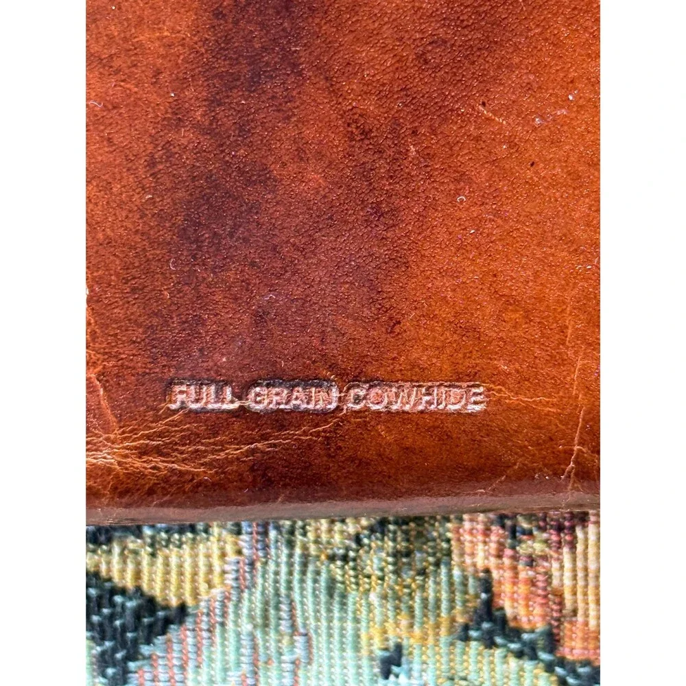 Vintage Buxton Brown Full Grain Leather Cowhide Organizer Wallet Croc Embossed